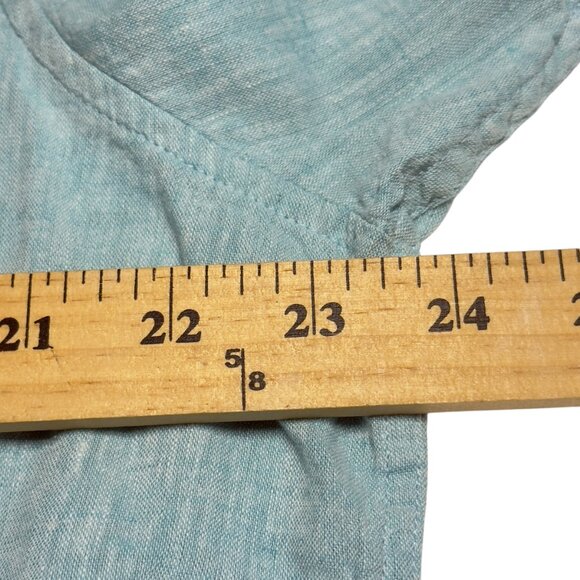 Heritage Report Collection Men's Shirt Linen Light Blue Short Sleeves - Picture 10 of 11